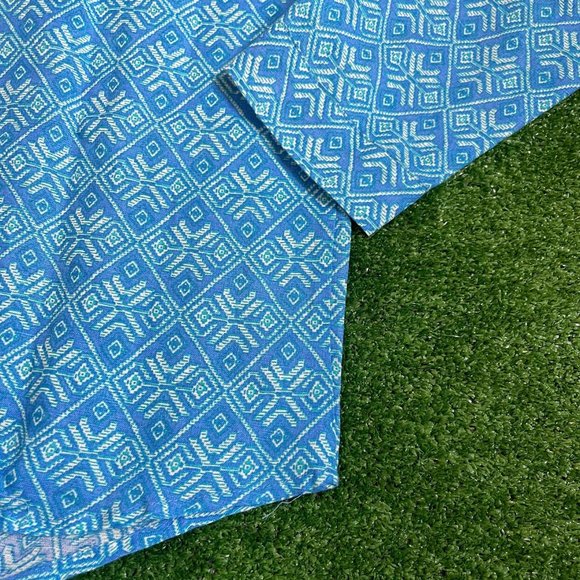 Mac Dougal & Houston Button-Up 3/4 Sleeve Tie Front Linen Blend Blue Shirt L NEW - Picture 7 of 13